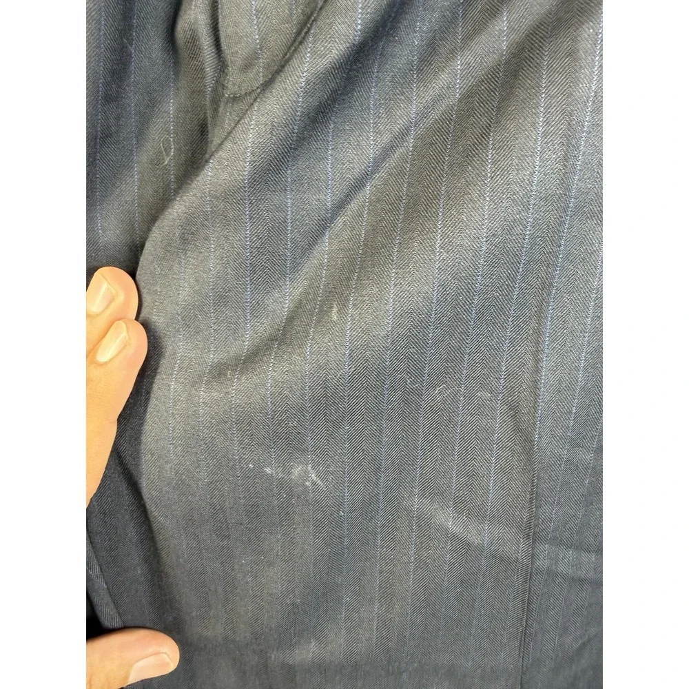 Pronto Suit Mens‎ 44R Black Pinstripe Wool Blend Two Piece Jacket Pants 38x28